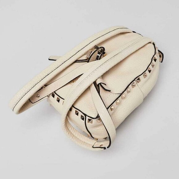 Valentino White Pebbled Leather Rockstud Mini Backpack Bag - Picture 3 of 11